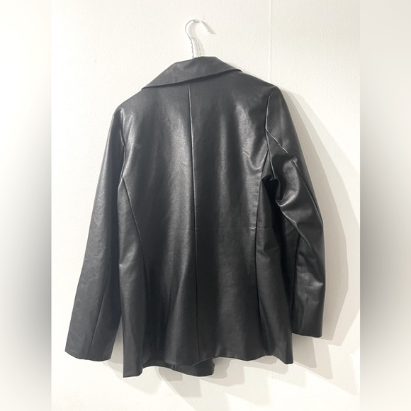 Princess Polly Faux Leather Black Blazer - Picture 2 of 3